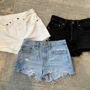 Levi's 501® ORIGINAL FIT HIGH RISE WOMEN'S SHORTS (3 pair) - Size 27